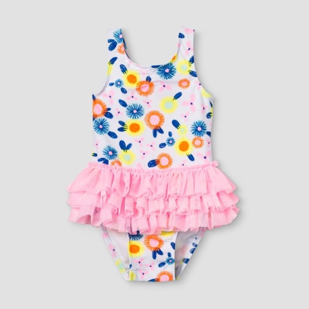 One piece with a tutu skirt and a bow back!
